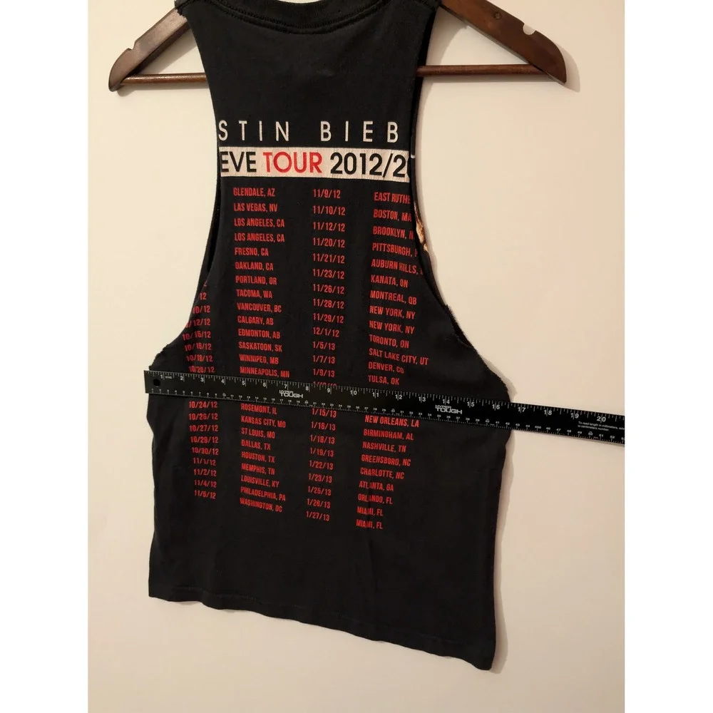 Justin Bieber Muscle Tank Men Small Black Good 2012 Believe Tour Cut Off Tee
